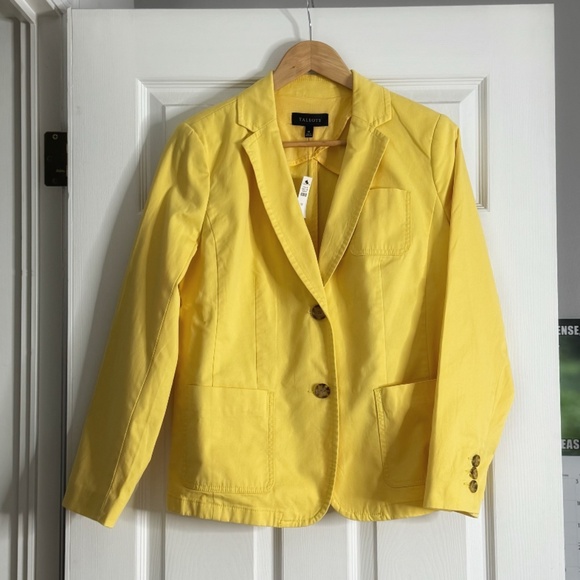 NWT Talbots Cotton Blazer Casual Sunny Yellow 2 Button Close Lightweight Jacket - Picture 2 of 15